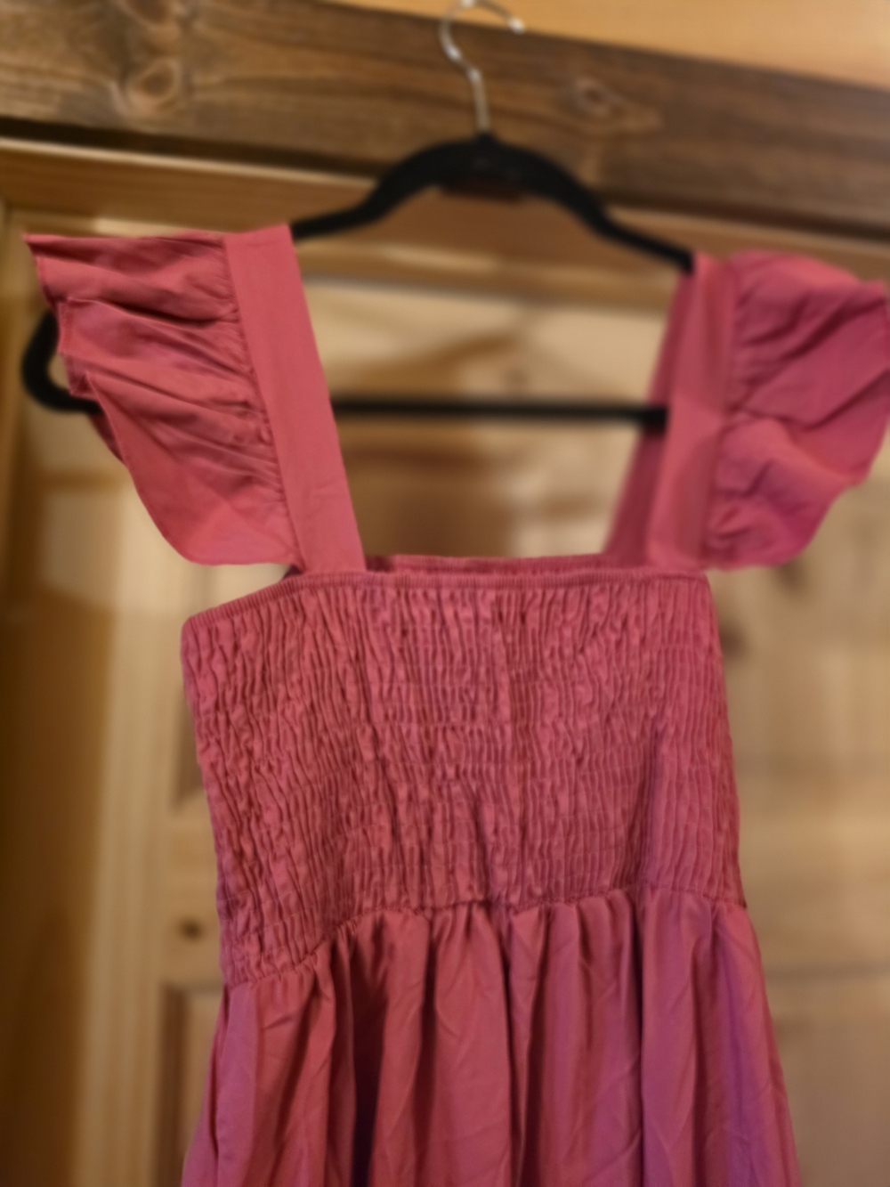 Women’s Pink Ruffle Sleeve Tiered Sundress - Picture 4 of 5